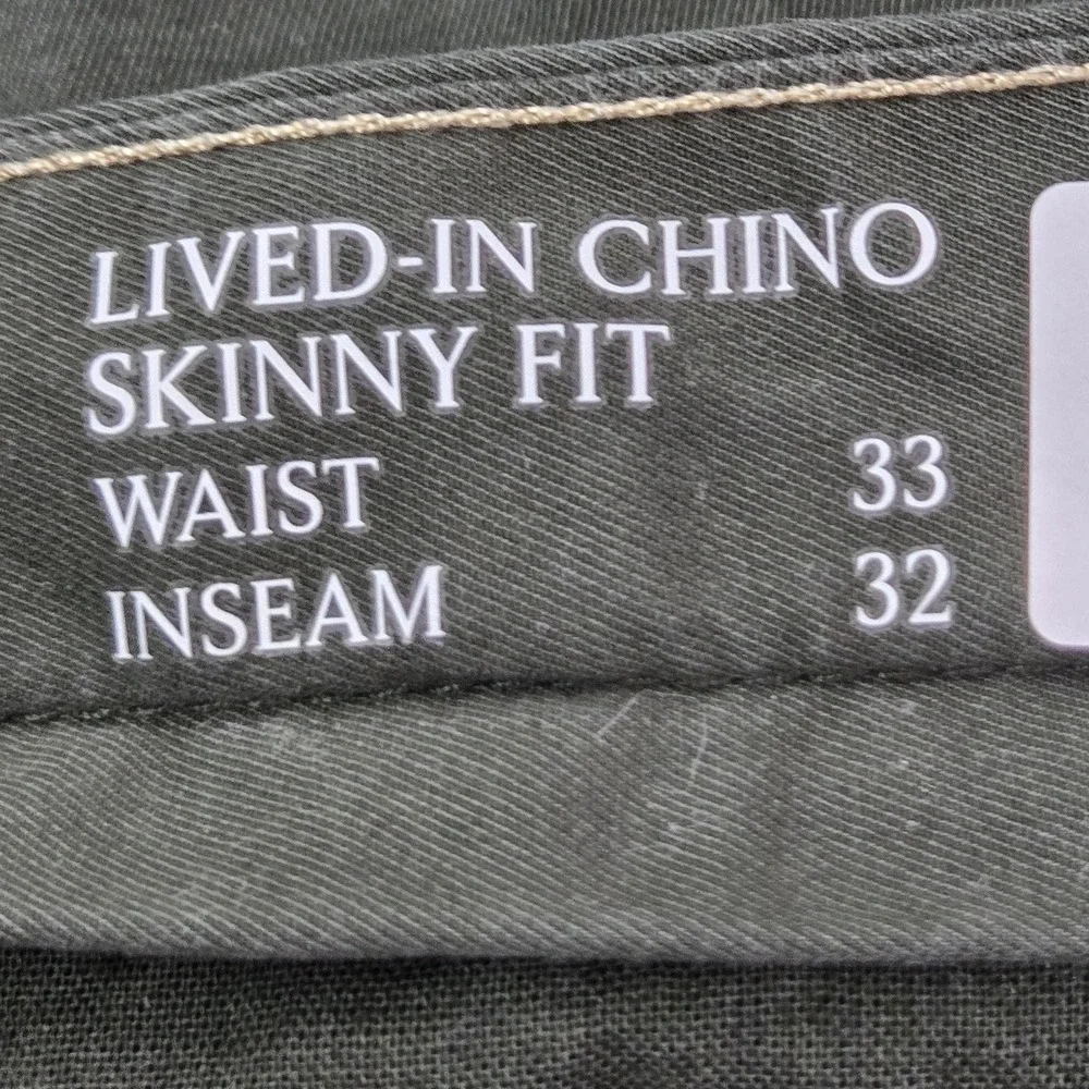 Banana Republic Men Pants‎ 33X32 Green Chino Twill Lived-In Skinny Fit